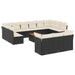 Set mobilier de grădină cu perne, 14 piese, negru, poliratan - WALTI WALTI