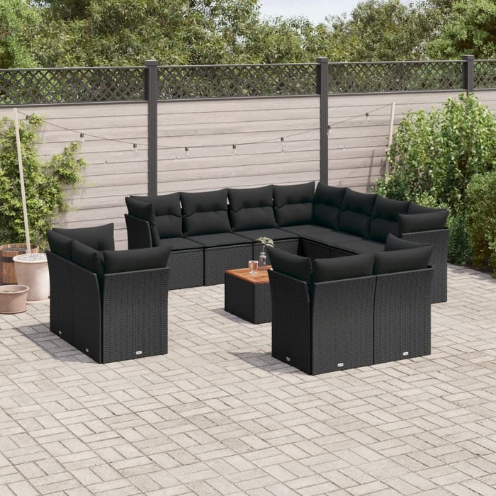 Set canapele de grădină, 12 piese, cu perne, negru, poliratan - WALTI WALTI