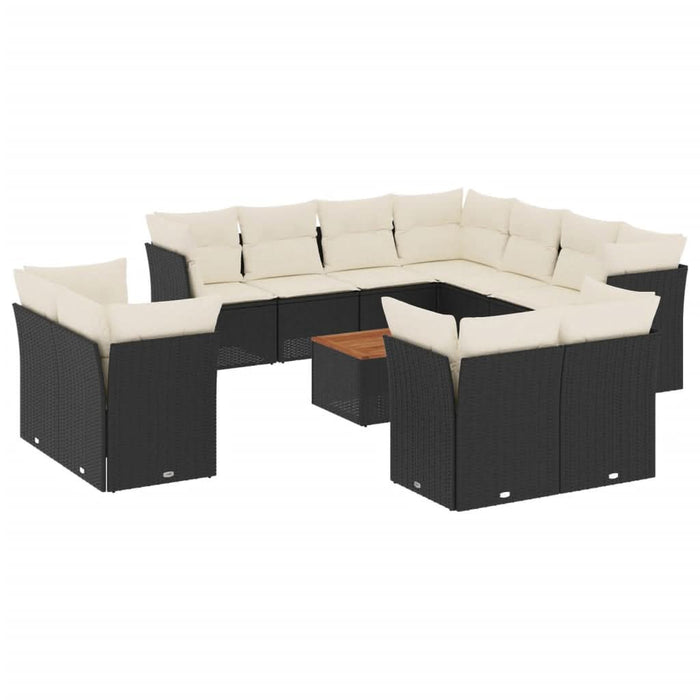 Set canapele de grădină, 12 piese, cu perne, negru, poliratan - WALTI WALTI