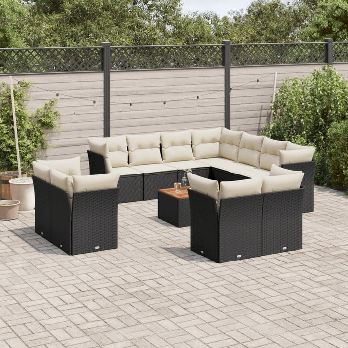 Set canapele de grădină, 12 piese, cu perne, negru, poliratan - WALTI WALTI
