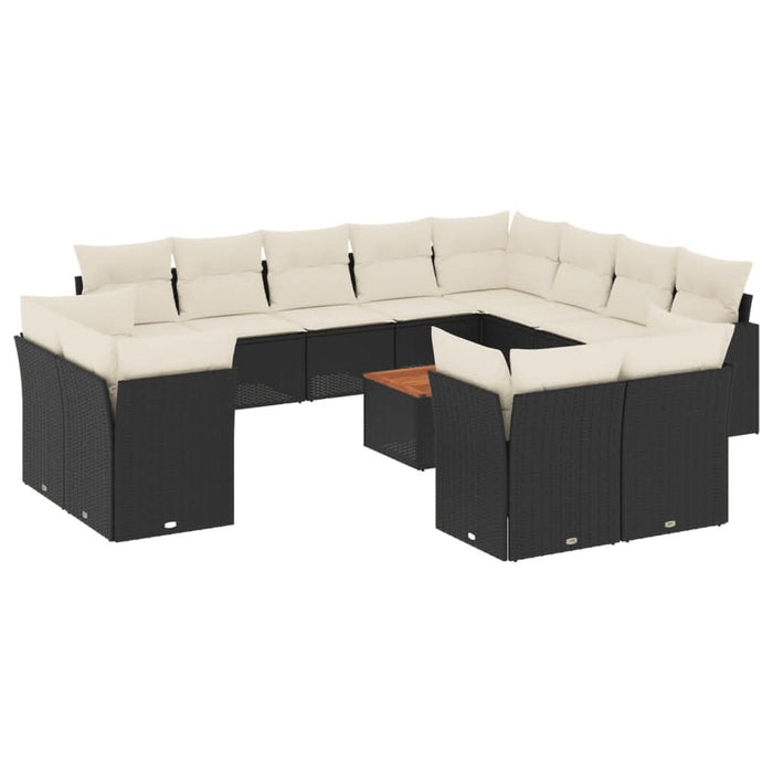 Set mobilier de grădină cu perne, 13 piese, negru, poliratan - WALTI WALTI