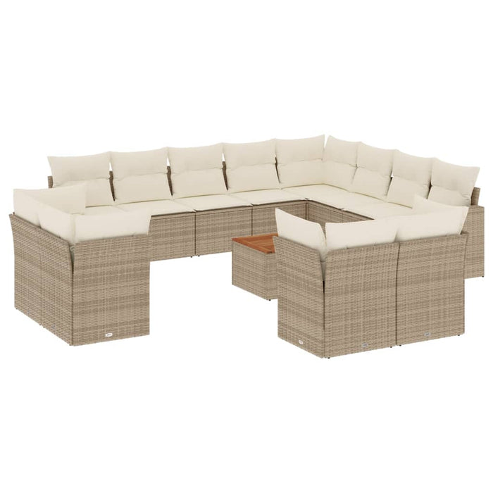 Set canapele de grădină, 13 piese, cu perne, bej, poliratan WALTI