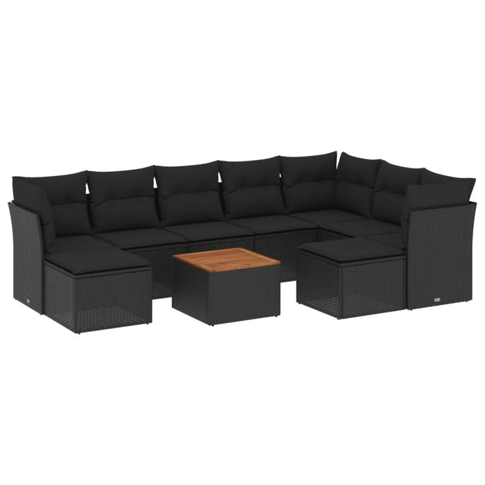 Set canapele de grădină cu perne, 10 piese, negru, poliratan - WALTI WALTI