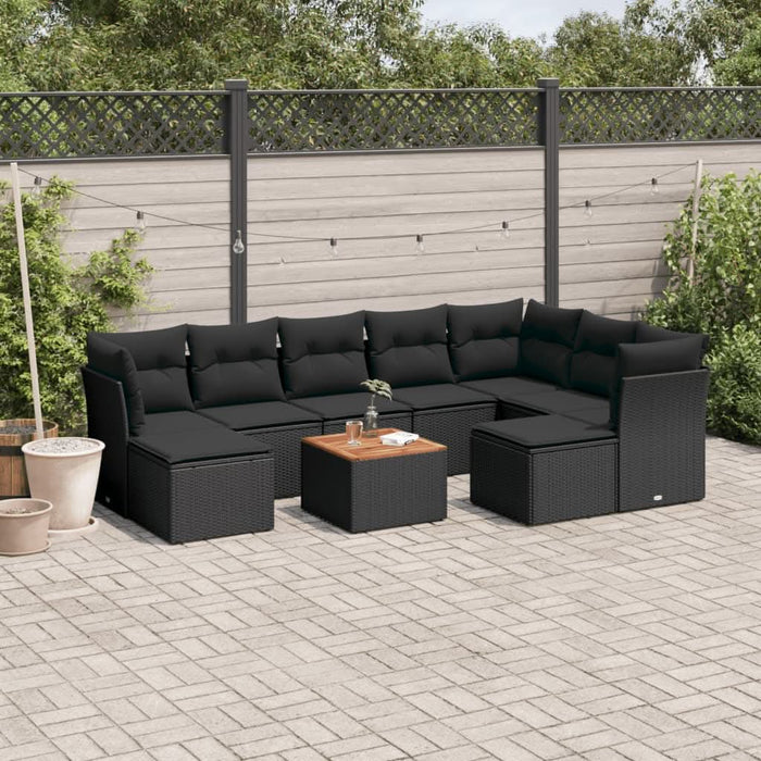 Set canapele de grădină cu perne, 10 piese, negru, poliratan - WALTI WALTI