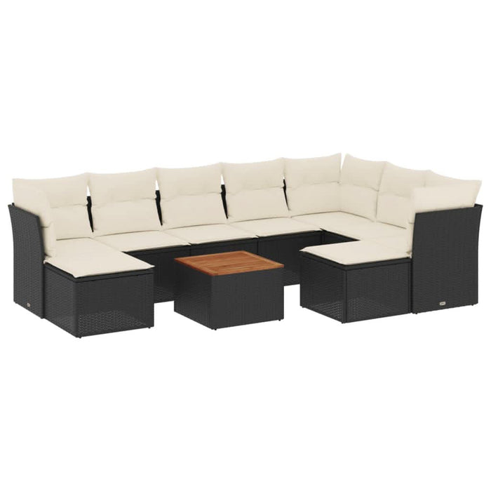 Set canapele de grădină cu perne, 10 piese, negru, poliratan - WALTI WALTI