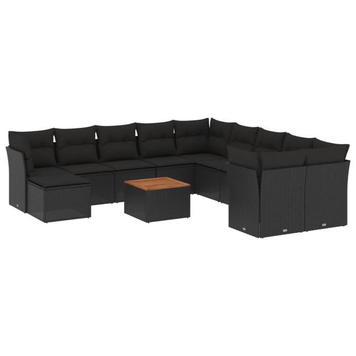 Set canapele de grădină, 12 piese, cu perne, negru, poliratan - WALTI WALTI