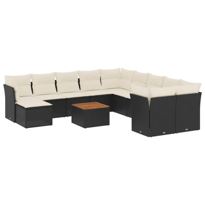 Set canapele de grădină, 12 piese, cu perne, negru, poliratan - WALTI WALTI
