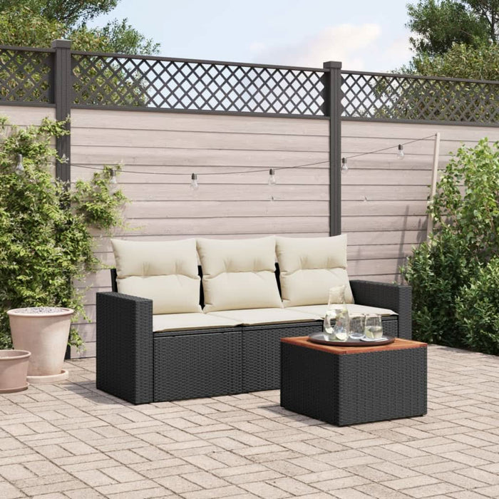 Set mobilier de grădină cu perne, 4 piese, negru, poliratan - WALTI WALTI