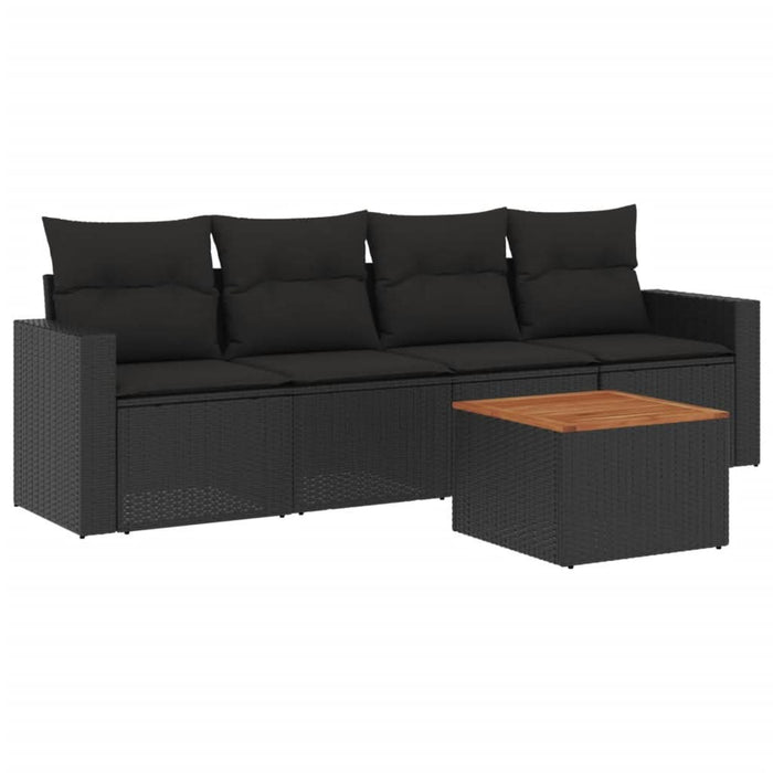 Set mobilier de grădină cu perne, 5 piese, negru, poliratan - WALTI WALTI