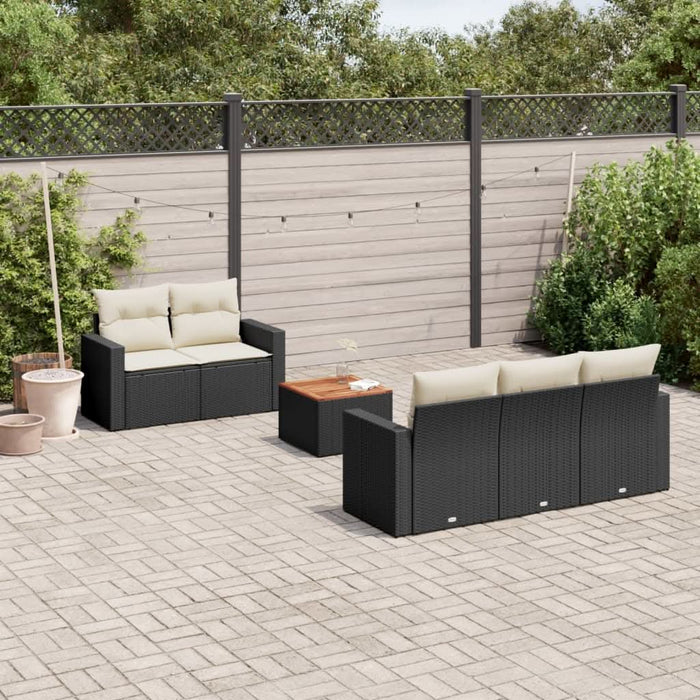 Set mobilier de grădină cu perne, 6 piese, negru, poliratan - WALTI WALTI