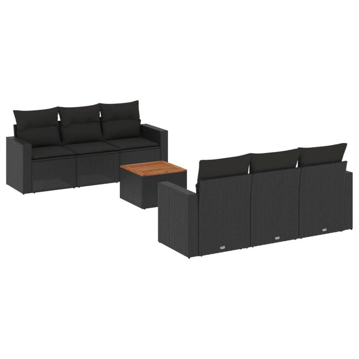 Set canapele de grădină cu perne, 7 piese, negru, poliratan - WALTI WALTI