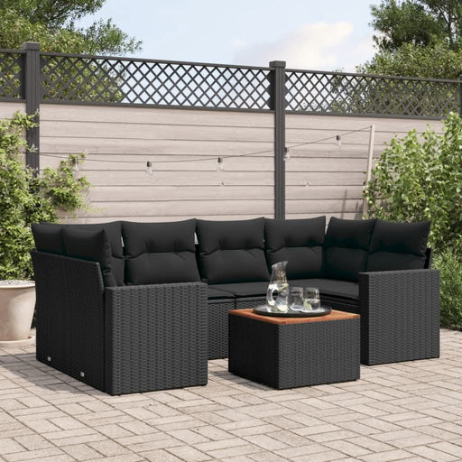 Set canapele de grădină cu perne, 7 piese, negru, poliratan - WALTI WALTI