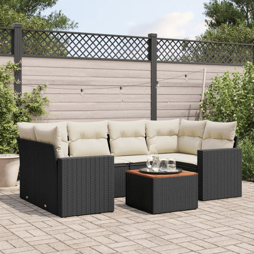 Set canapele de grădină cu perne, 7 piese, negru, poliratan - WALTI WALTI