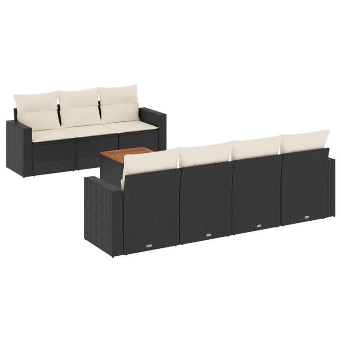 Set mobilier de grădină cu perne, 8 piese, negru, poliratan - WALTI WALTI