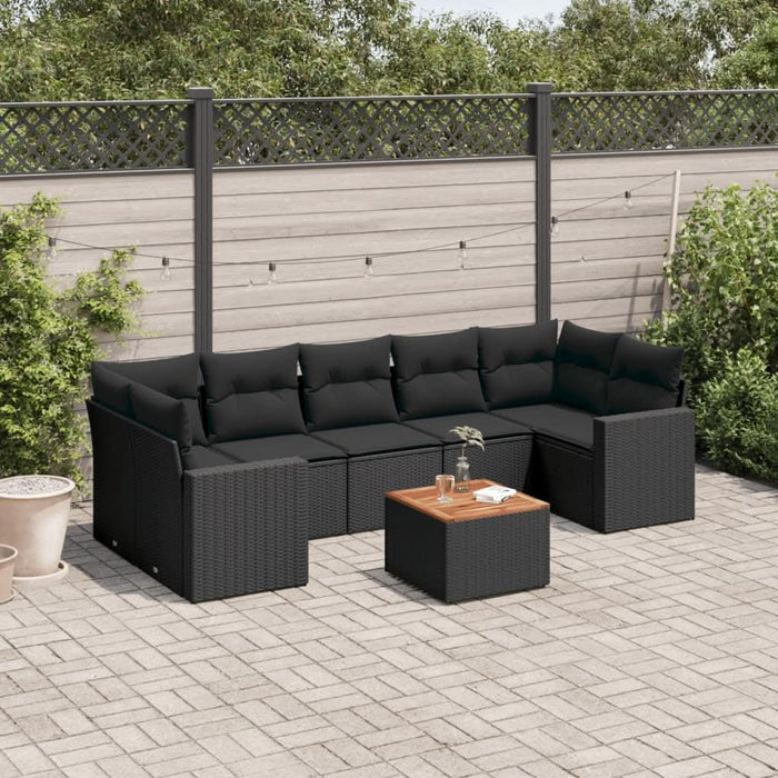 Set mobilier de grădină cu perne, 8 piese, negru, poliratan - WALTI WALTI