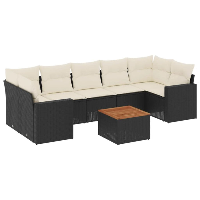 Set mobilier de grădină cu perne, 8 piese, negru, poliratan - WALTI WALTI