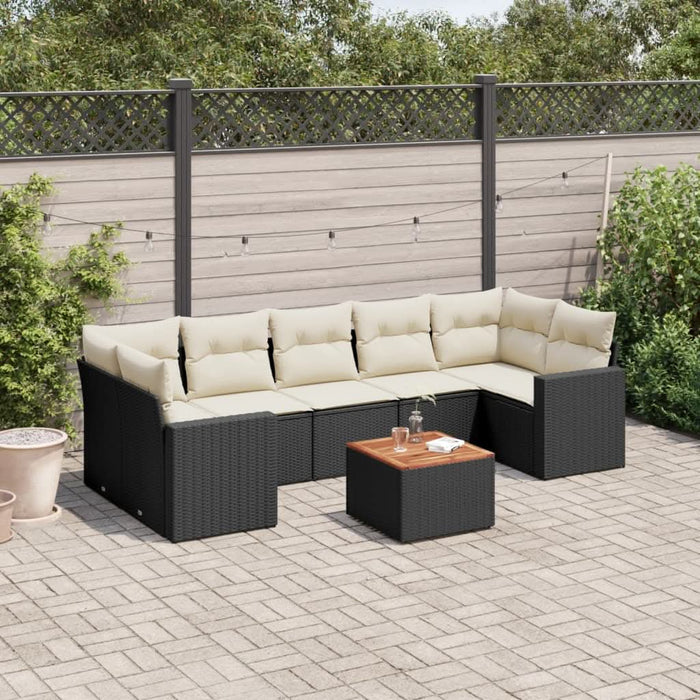 Set mobilier de grădină cu perne, 8 piese, negru, poliratan - WALTI WALTI