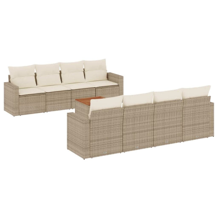 Set canapele de grădină, 9 piese, cu perne, bej, poliratan - WALTI WALTI