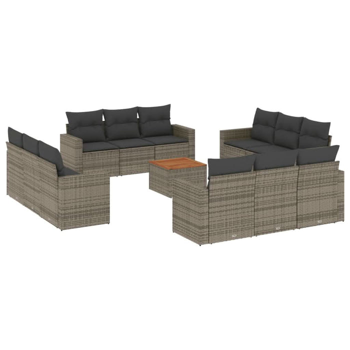 Set mobilier de grădină cu perne, 13 piese, gri, poliratan - WALTI WALTI