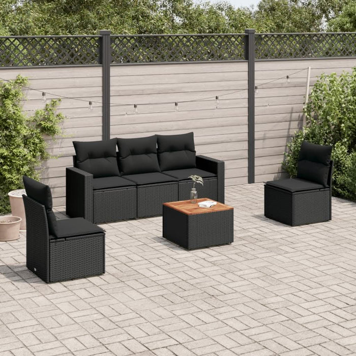 Set mobilier de grădină cu perne, 6 piese, negru, poliratan - WALTI WALTI