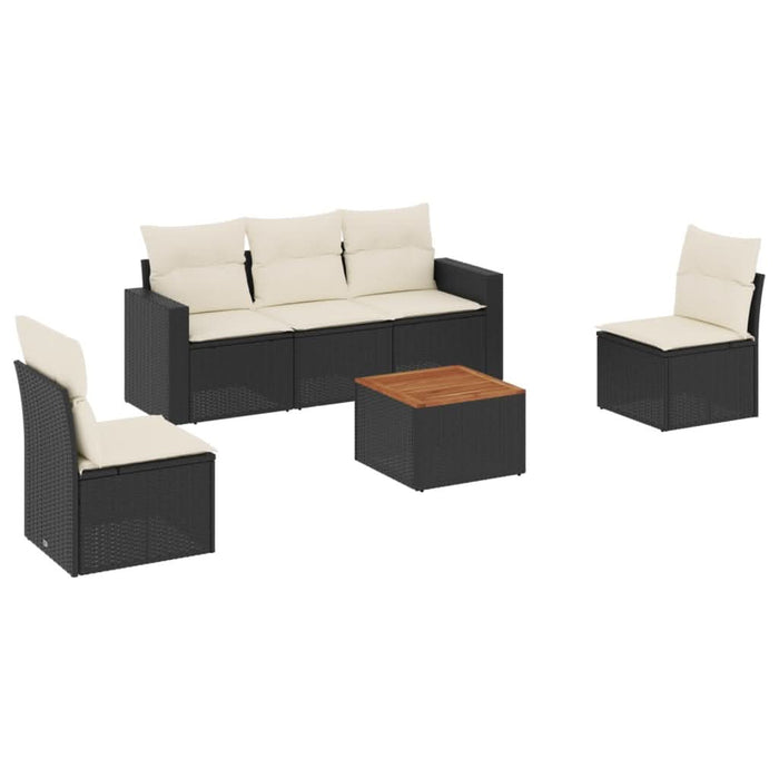 Set mobilier de grădină cu perne, 6 piese, negru, poliratan - WALTI WALTI