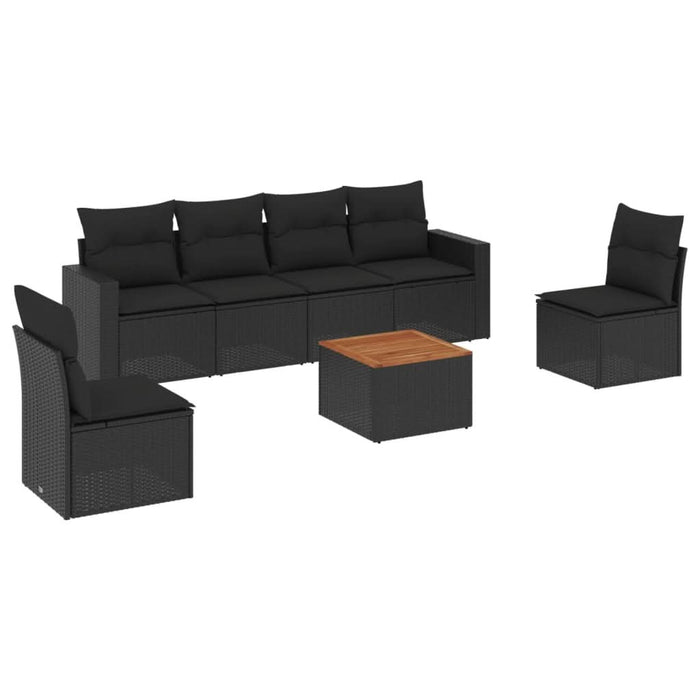 Set canapele de grădină cu perne, 7 piese, negru, poliratan - WALTI WALTI