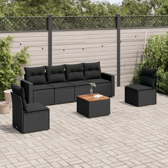 Set canapele de grădină cu perne, 7 piese, negru, poliratan - WALTI WALTI