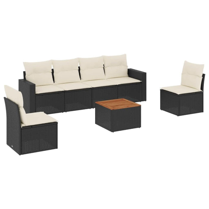 Set canapele de grădină cu perne, 7 piese, negru, poliratan - WALTI WALTI