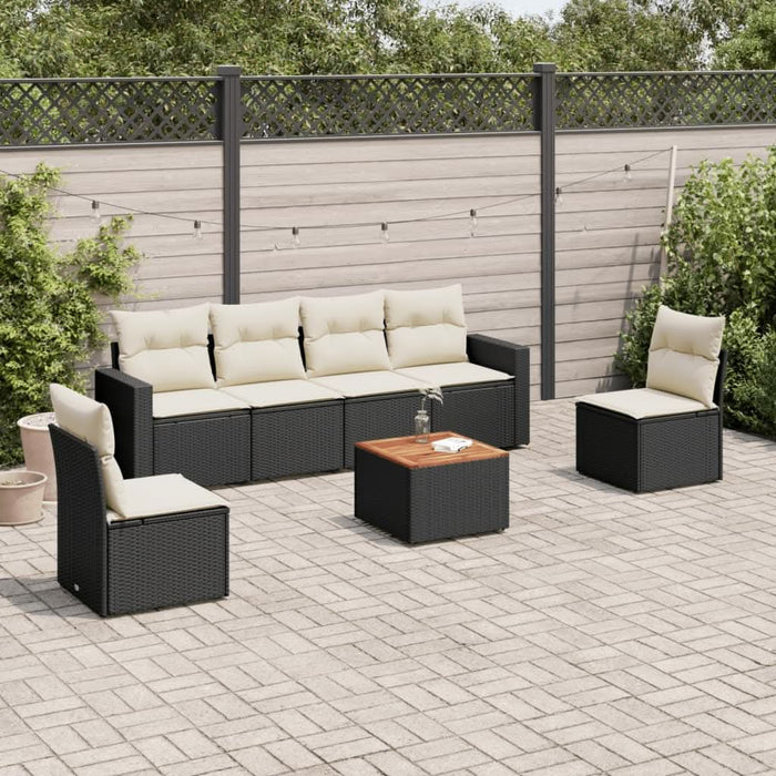 Set canapele de grădină cu perne, 7 piese, negru, poliratan - WALTI WALTI