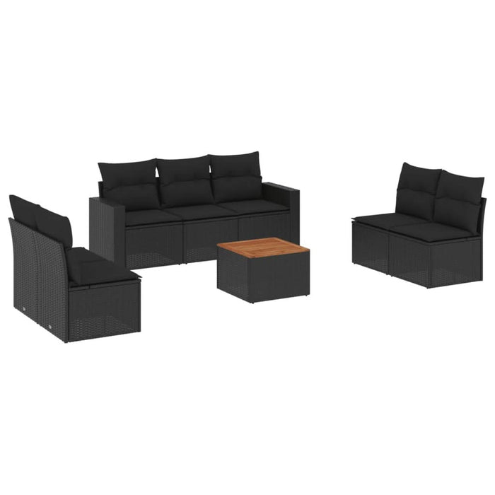 Set mobilier de grădină cu perne, 8 piese, negru, poliratan - WALTI WALTI