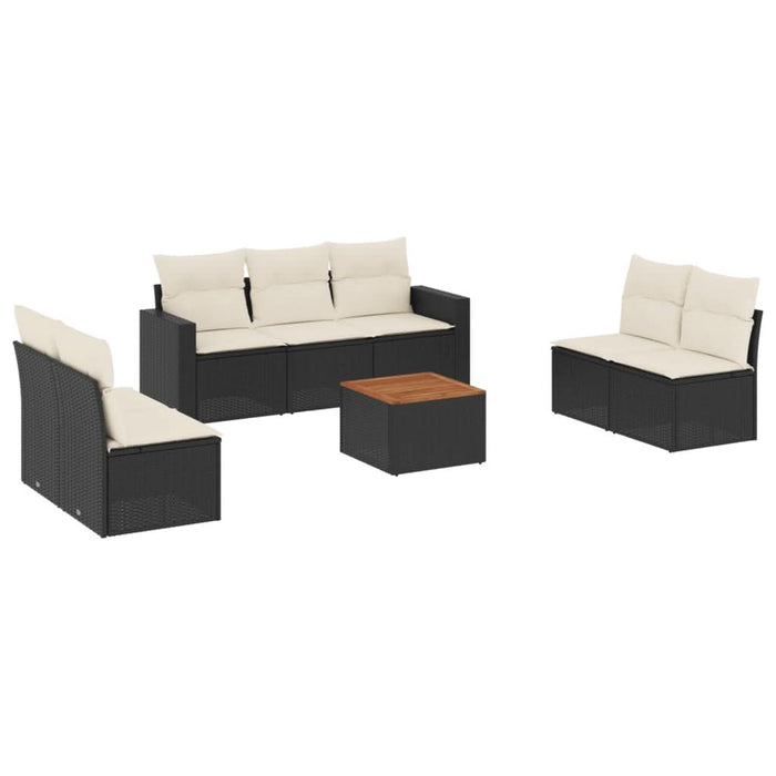 Set mobilier de grădină cu perne, 8 piese, negru, poliratan - WALTI WALTI