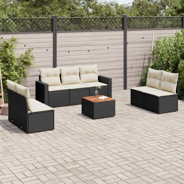 Set mobilier de grădină cu perne, 8 piese, negru, poliratan - WALTI WALTI