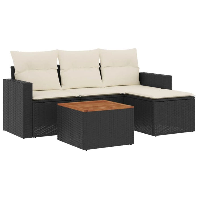 Set mobilier de grădină cu perne, 5 piese, negru, poliratan - WALTI WALTI