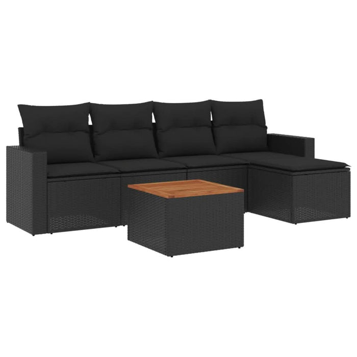 Set mobilier de grădină cu perne, 6 piese, negru, poliratan - WALTI WALTI