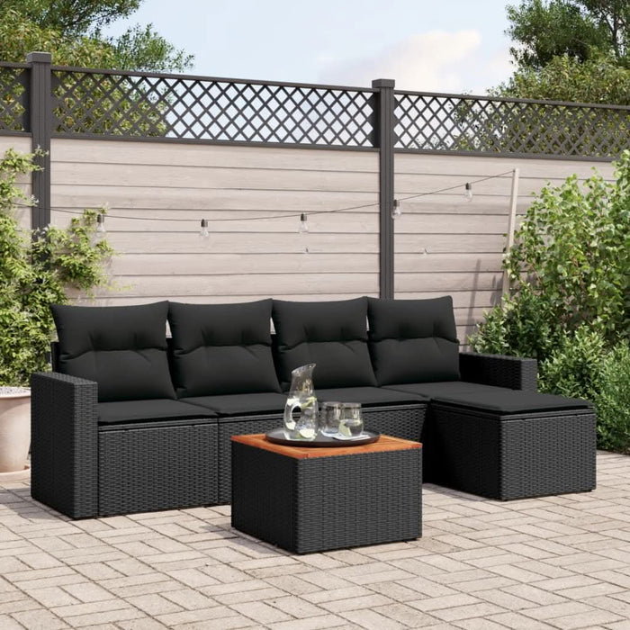 Set mobilier de grădină cu perne, 6 piese, negru, poliratan - WALTI WALTI