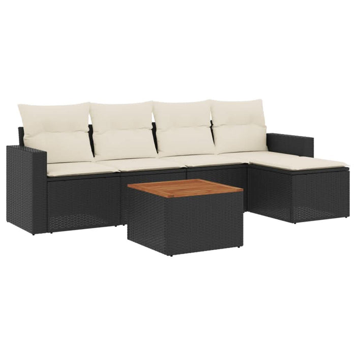 Set mobilier de grădină cu perne, 6 piese, negru, poliratan - WALTI WALTI
