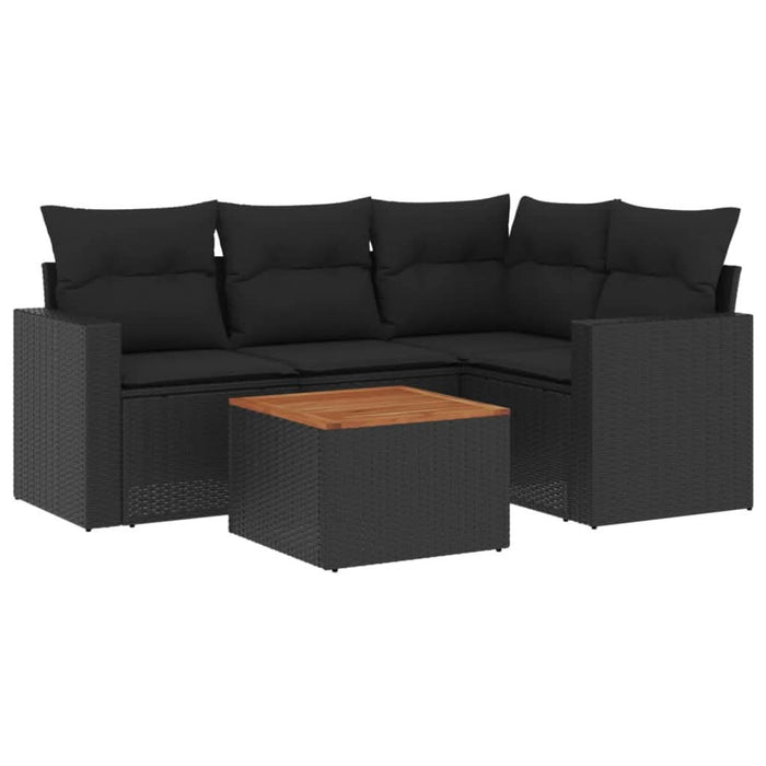 Set mobilier de grădină cu perne, 5 piese, negru, poliratan - WALTI WALTI
