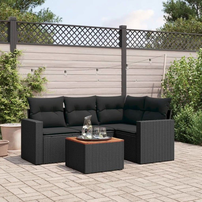 Set mobilier de grădină cu perne, 5 piese, negru, poliratan - WALTI WALTI
