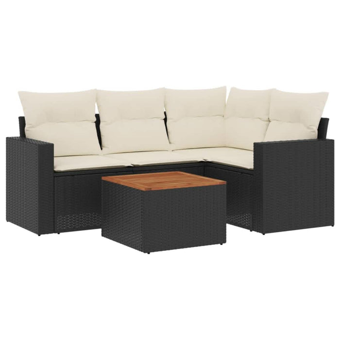 Set mobilier de grădină cu perne, 5 piese, negru, poliratan - WALTI WALTI