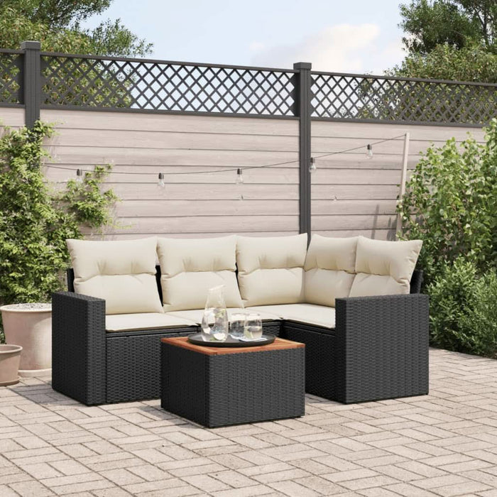 Set mobilier de grădină cu perne, 5 piese, negru, poliratan - WALTI WALTI