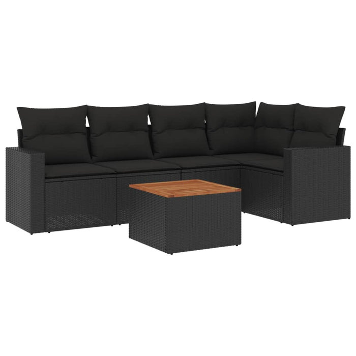 Set mobilier de grădină cu perne, 6 piese, negru, poliratan - WALTI WALTI