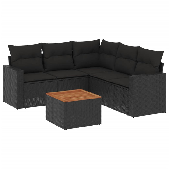 Set mobilier de grădină cu perne, 6 piese, negru, poliratan - WALTI WALTI