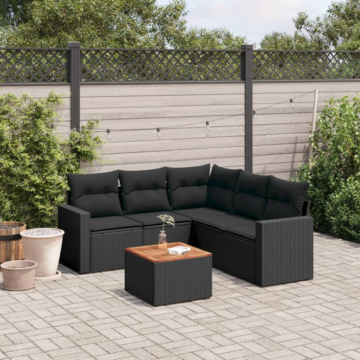 Set mobilier de grădină cu perne, 6 piese, negru, poliratan - WALTI WALTI