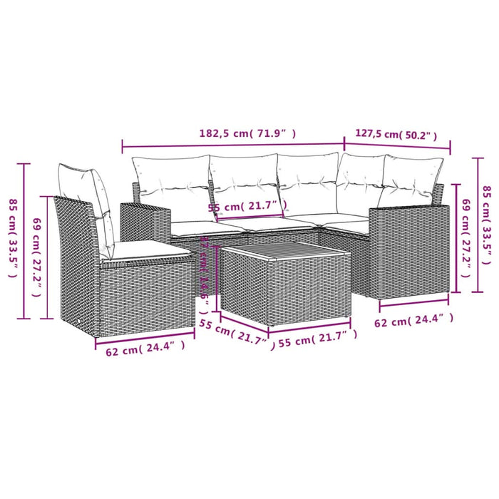 Set mobilier de grădină cu perne, 6 piese, negru, poliratan - WALTI WALTI