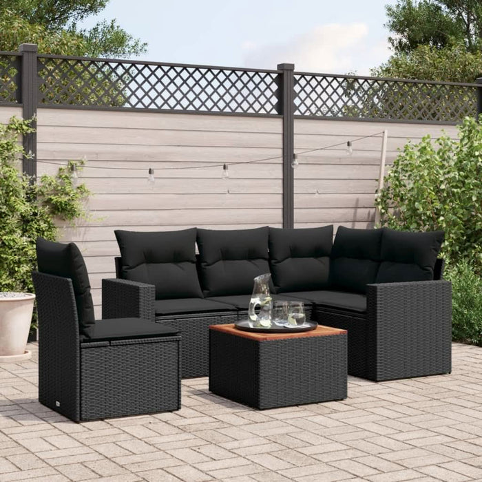 Set mobilier de grădină cu perne, 6 piese, negru, poliratan - WALTI WALTI
