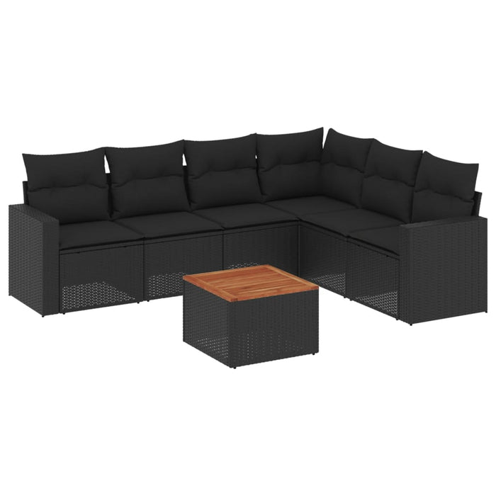 Set canapele de grădină cu perne, 7 piese, negru, poliratan - WALTI WALTI