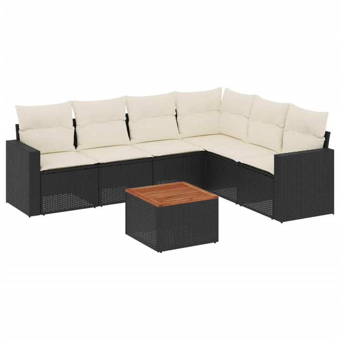 Set canapele de grădină cu perne, 7 piese, negru, poliratan - WALTI WALTI