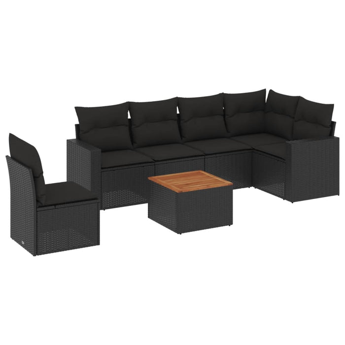 Set canapele de grădină cu perne, 7 piese, negru, poliratan - WALTI WALTI