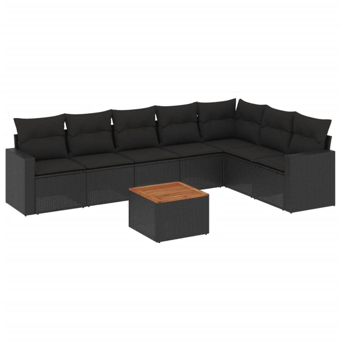 Set mobilier de grădină cu perne, 8 piese, negru, poliratan - WALTI WALTI
