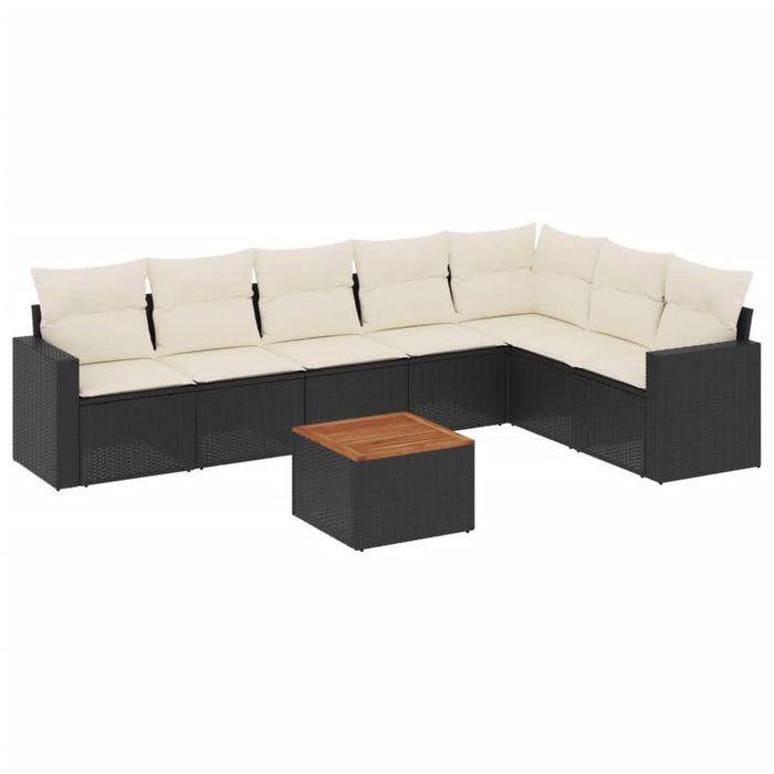 Set mobilier de grădină cu perne, 8 piese, negru, poliratan - WALTI WALTI